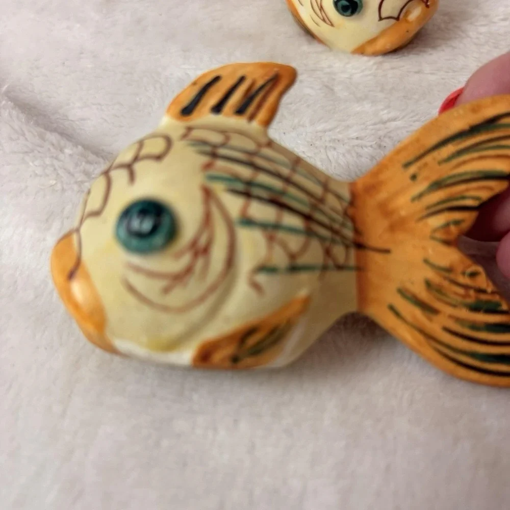 Vintage Koi Fish Goldfish Salt Pepper Shakers Made in Japan Ceramic Retro Kitsch